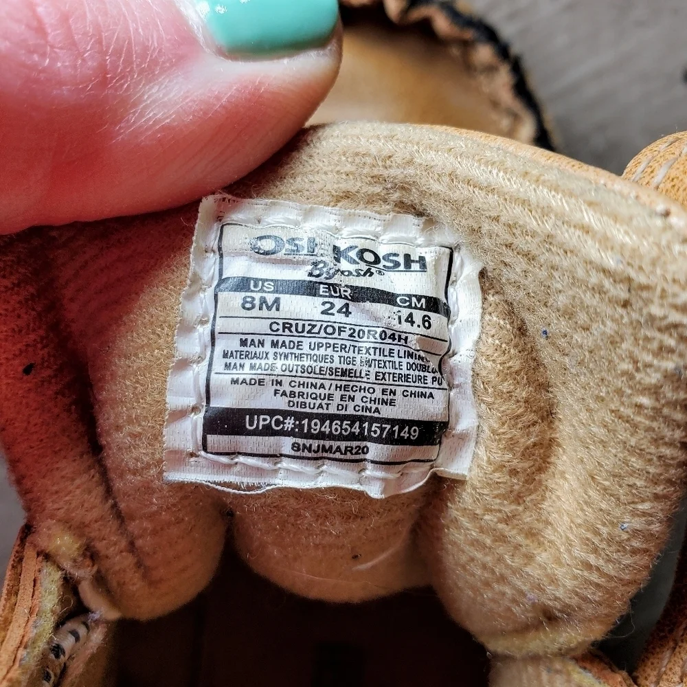 OshKosh B'gosh Baby Toddler Boy Tan Boots Size 8m